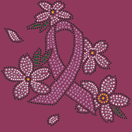 Pink Ribbon with Flowers - Bandanna