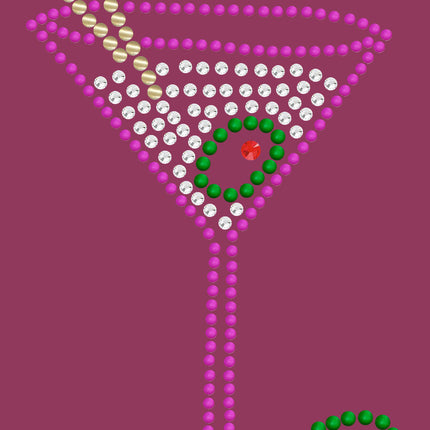 Martini (Fuchsia with Clear Rhinestones) - Bandanna