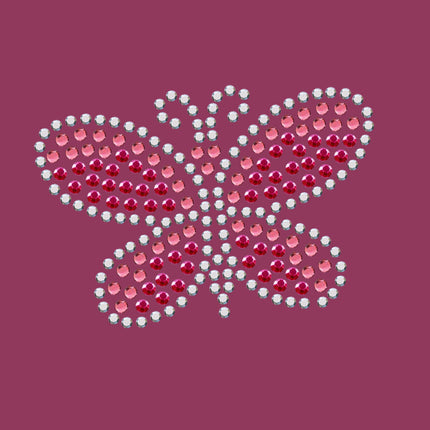 Pink Austrian crystal Rhinestone & Rhinestud Butterfly - Bandannas