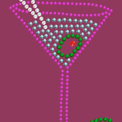 Martini (Fuchsia with Blue Rhinestones) - Bandanna