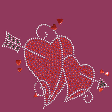 Red Rhinestone Hearts with Arrow Bandanna