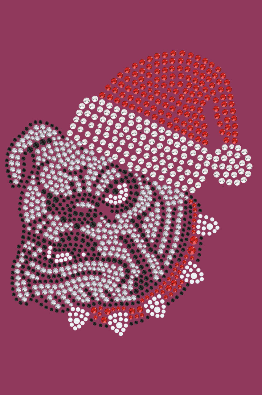 Bulldog Face (White) with Santa Hat - Bandana