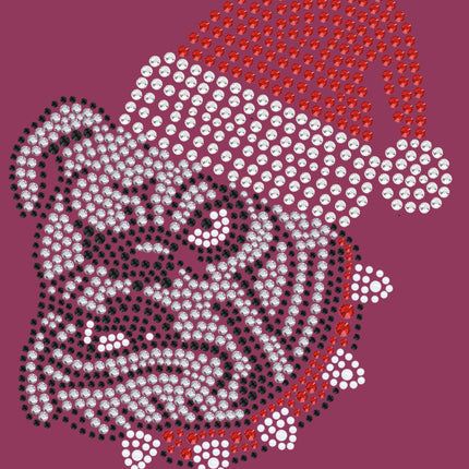 Bulldog Face (White) with Santa Hat - Bandana