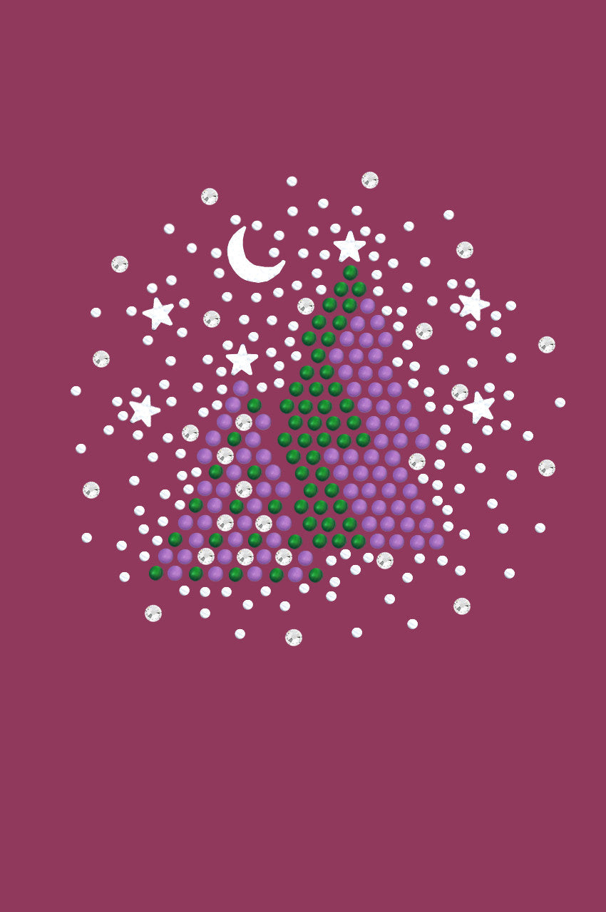 Purple & Green Christmas Trees with Austrian crystal Snowflakes - Bandana