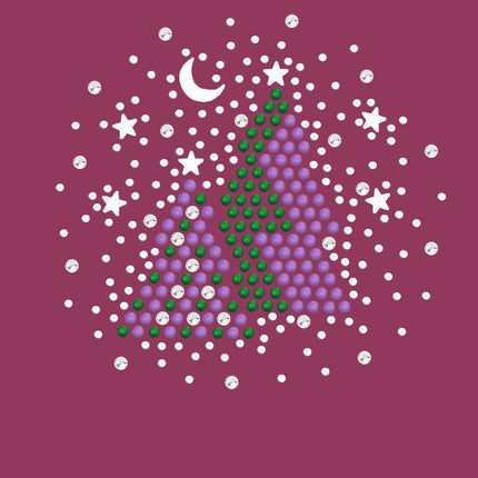 Purple & Green Christmas Trees with Austrian crystal Snowflakes - Bandana