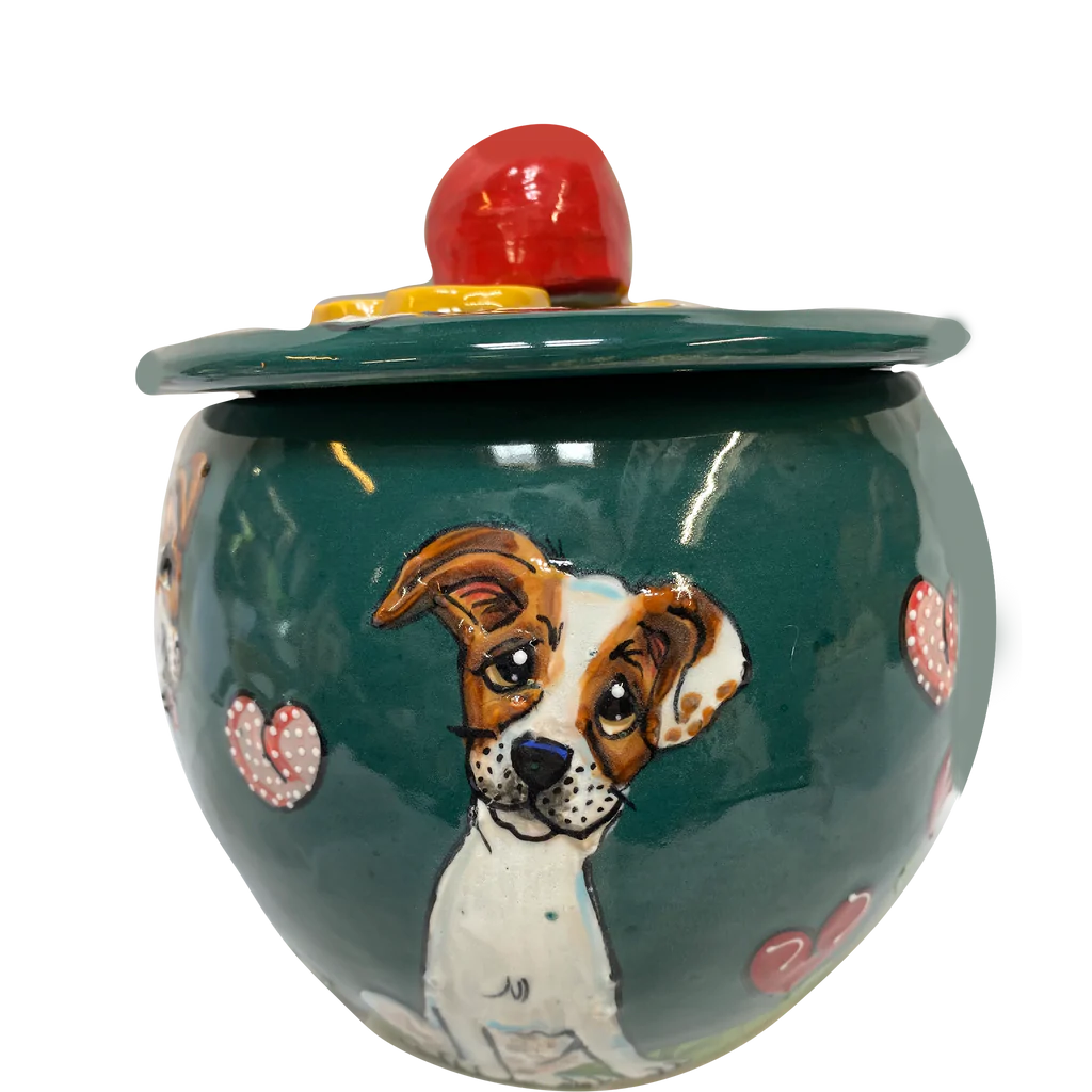 Beagle in Garden of Hearts | Treat Jar