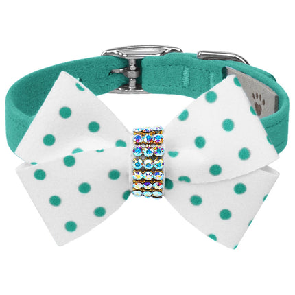 Bimini Polka Dot Nouveau Bow 1/2" Collar with Aurora Borealis Giltmore