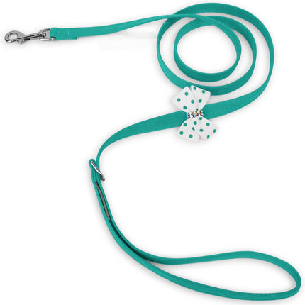 Bimini Polka Dot Nouveau Bow Leash with Aurora Borealis Giltmore