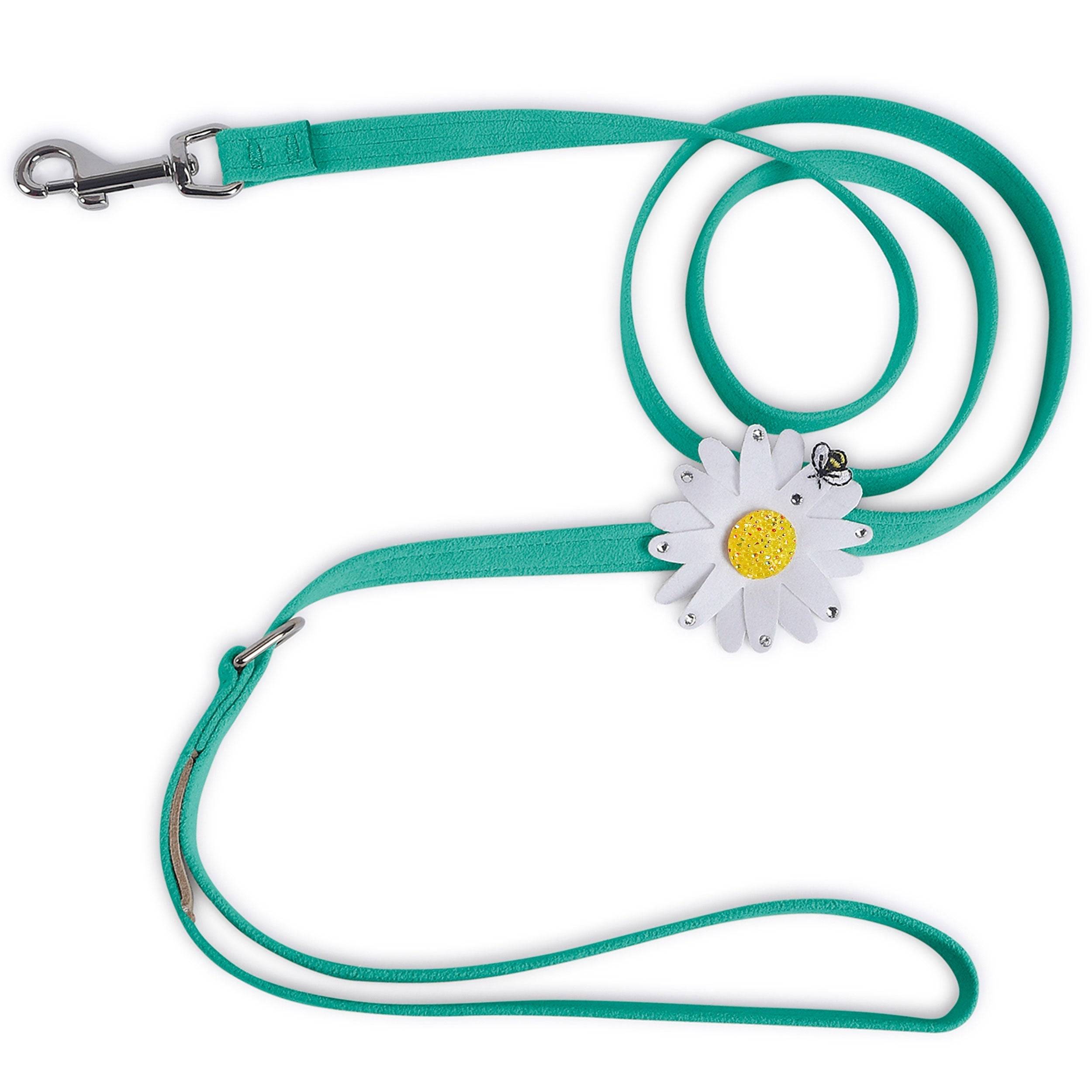 Large Daisy with AB Crystal Stellar Center Leash Bimini Blue