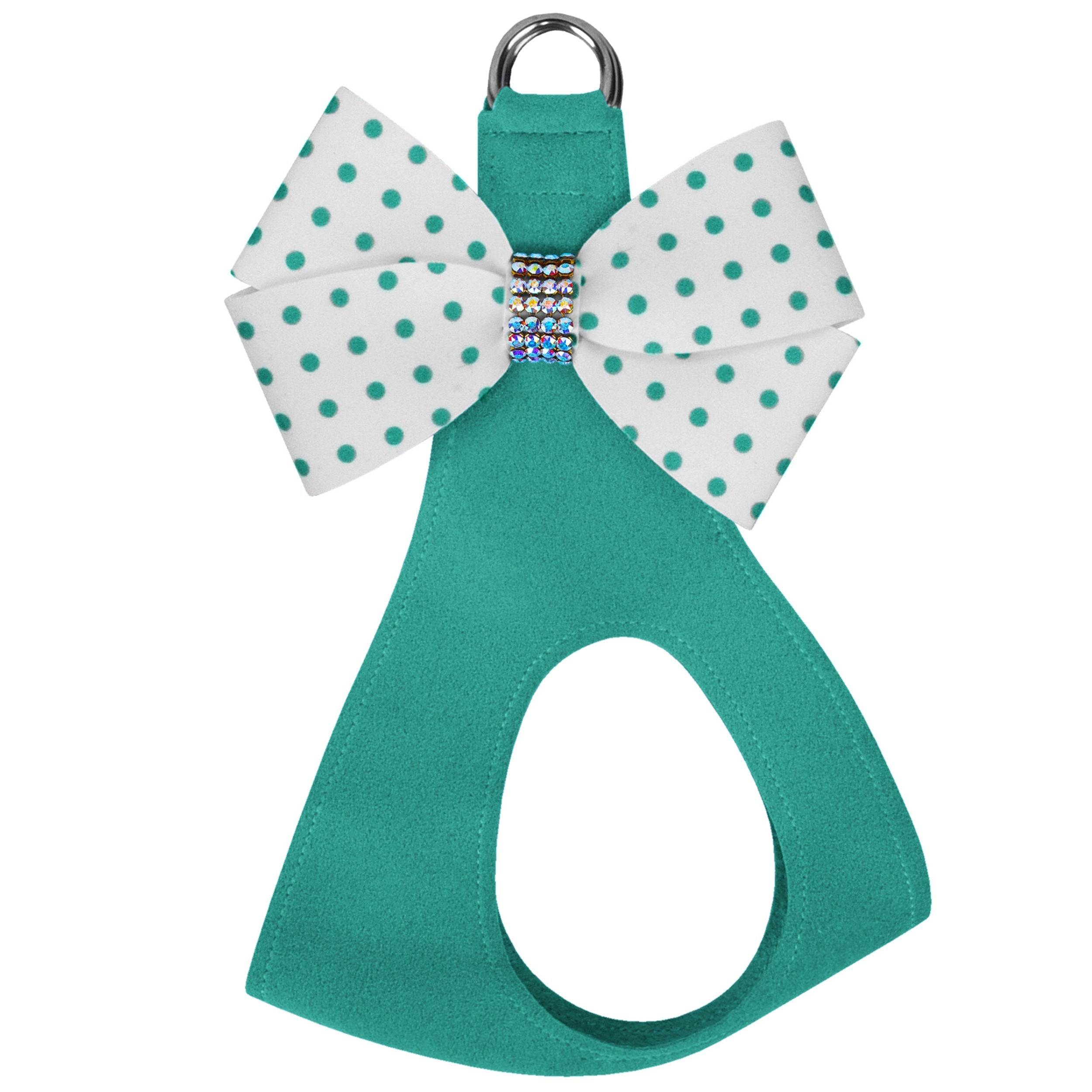 Bimini Polka Dot Nouveau Bow Step In Harness with Aurora Borealis Giltmore Bimini Blue