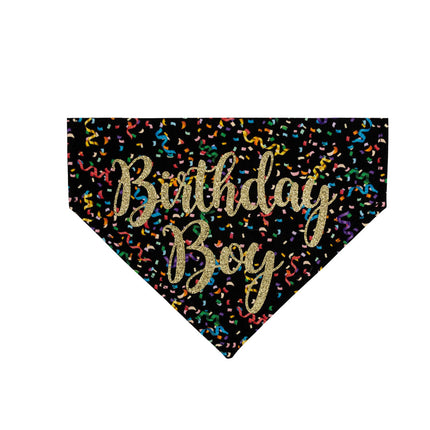 Birthday Boy Dog Bandana | Black Streamers