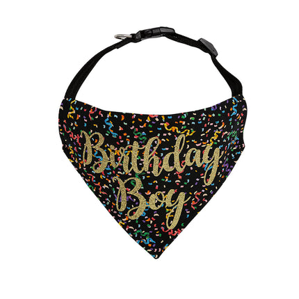 Birthday Boy Dog Bandana | Black Streamers