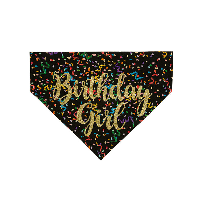 Birthday Girl Dog Bandana | Black Streamers