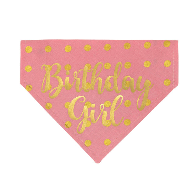 Birthday Girl Dog Bandana Gold Foil