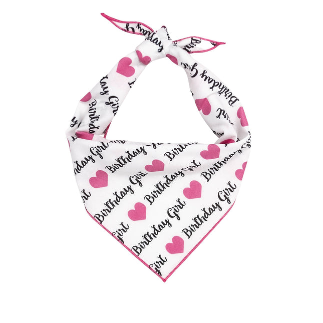 Birthday Girl Pink Heart Dog Bandana