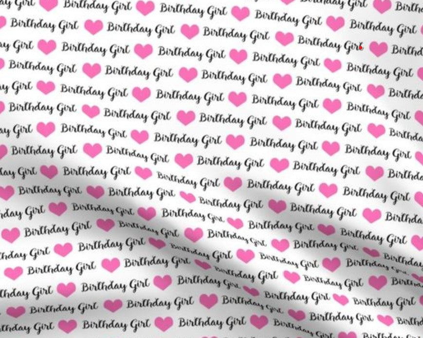 Birthday Girl Pink Heart Dog Bandana