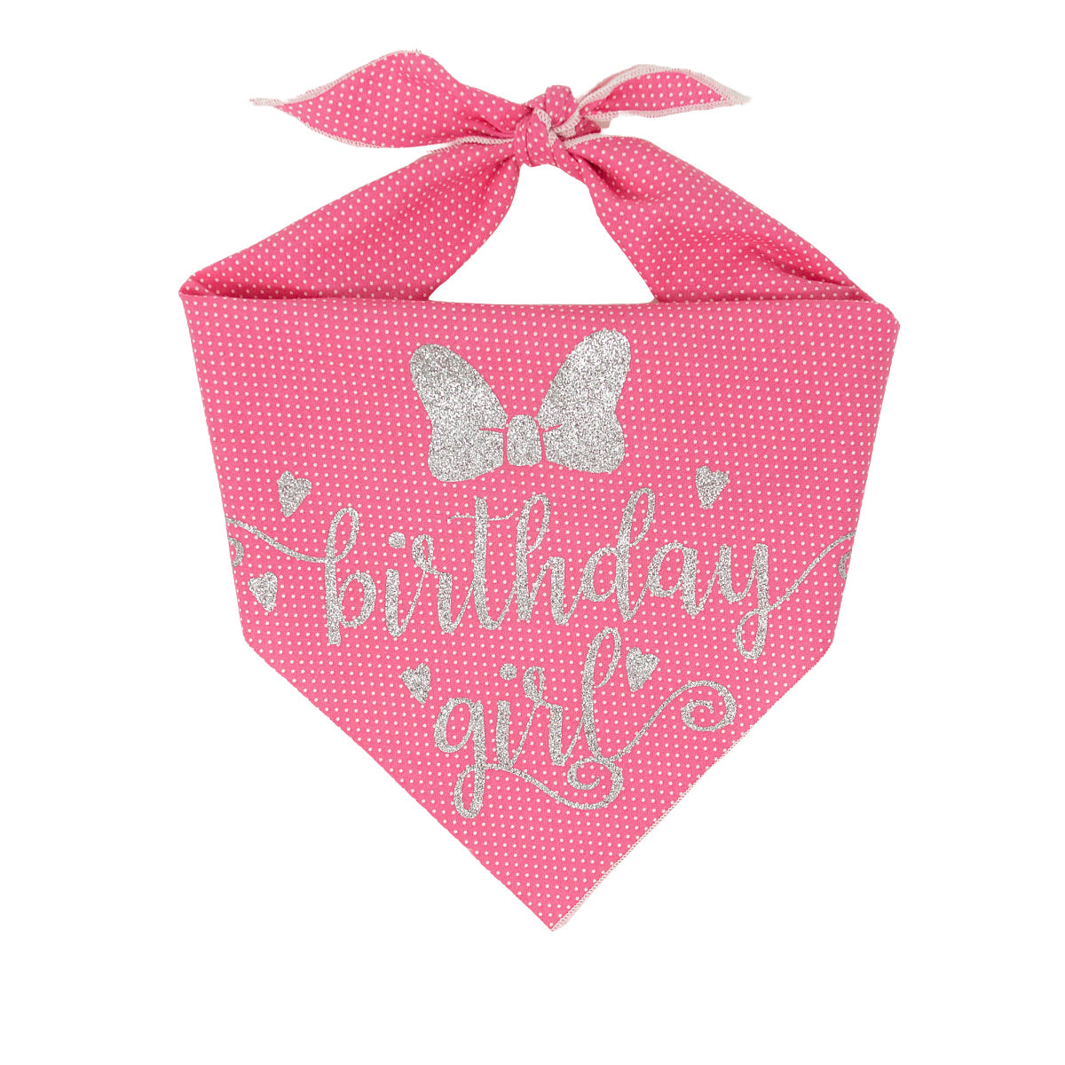 Birthday Girl Pink Polka Dot Dog Bandana X-Large