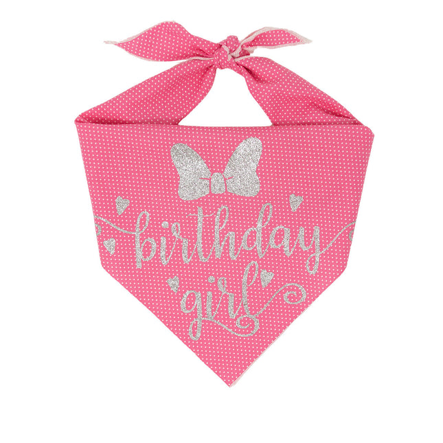 Birthday Girl Pink Polka Dot Dog Bandana