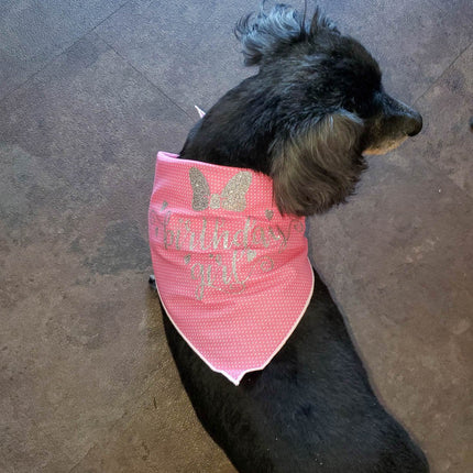 Birthday Girl Pink Polka Dot Dog Bandana