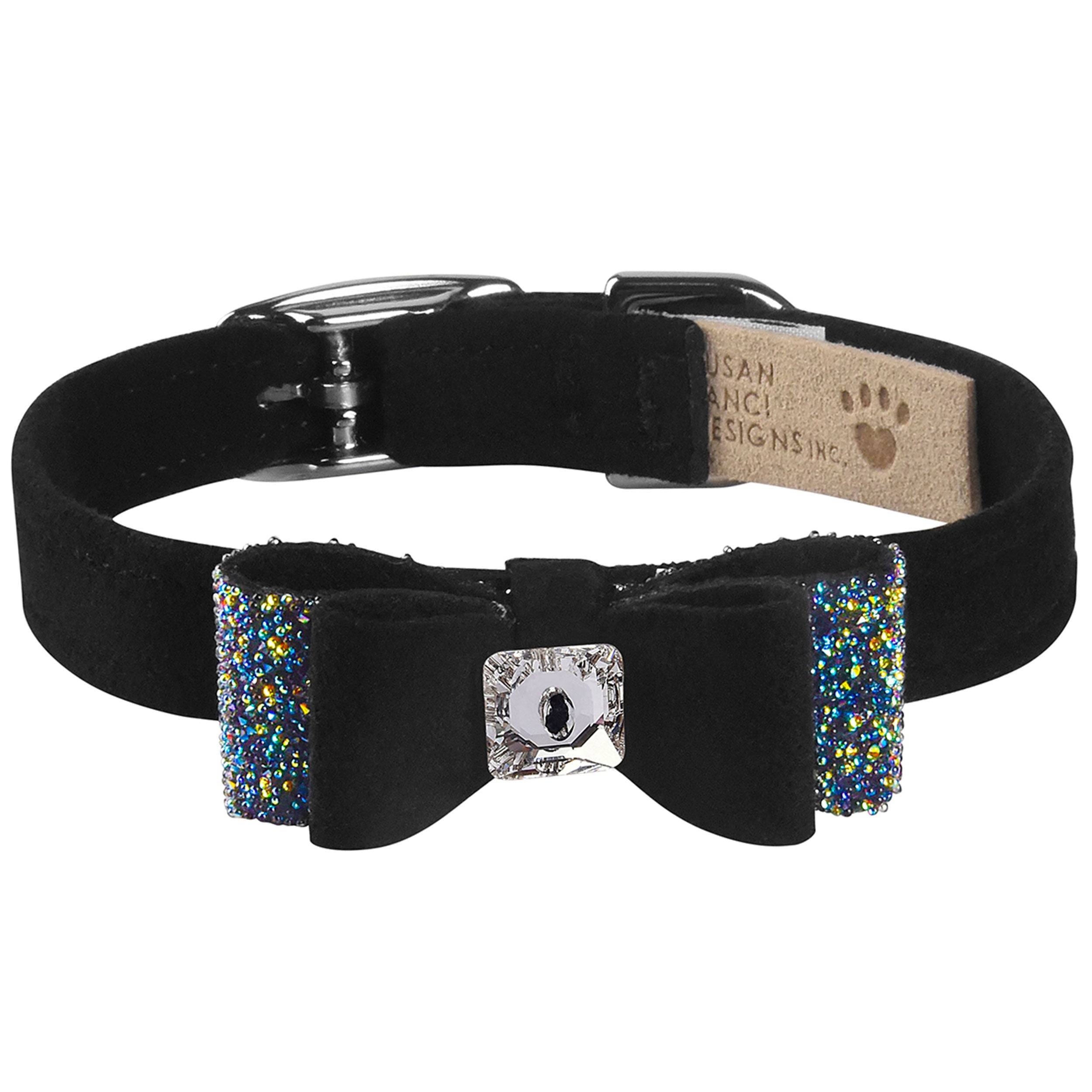 Aurora Borealis Crystal Stellar Big Bow Collar Black