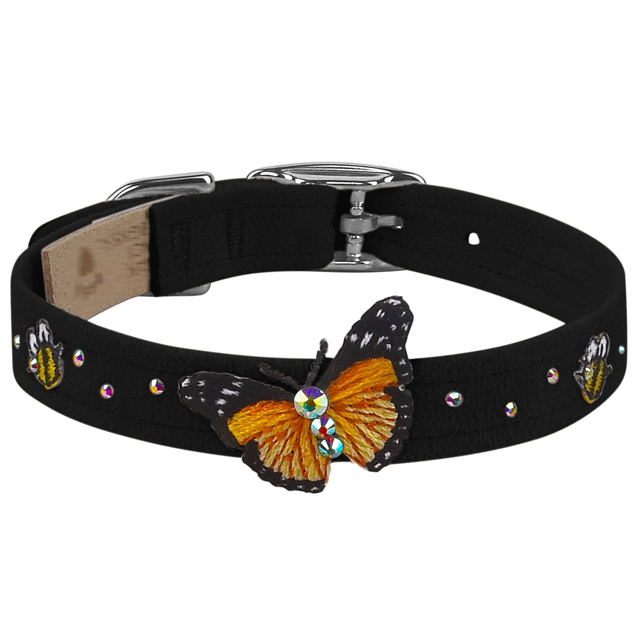 Embroidered Butterfly & Bees Collar Black