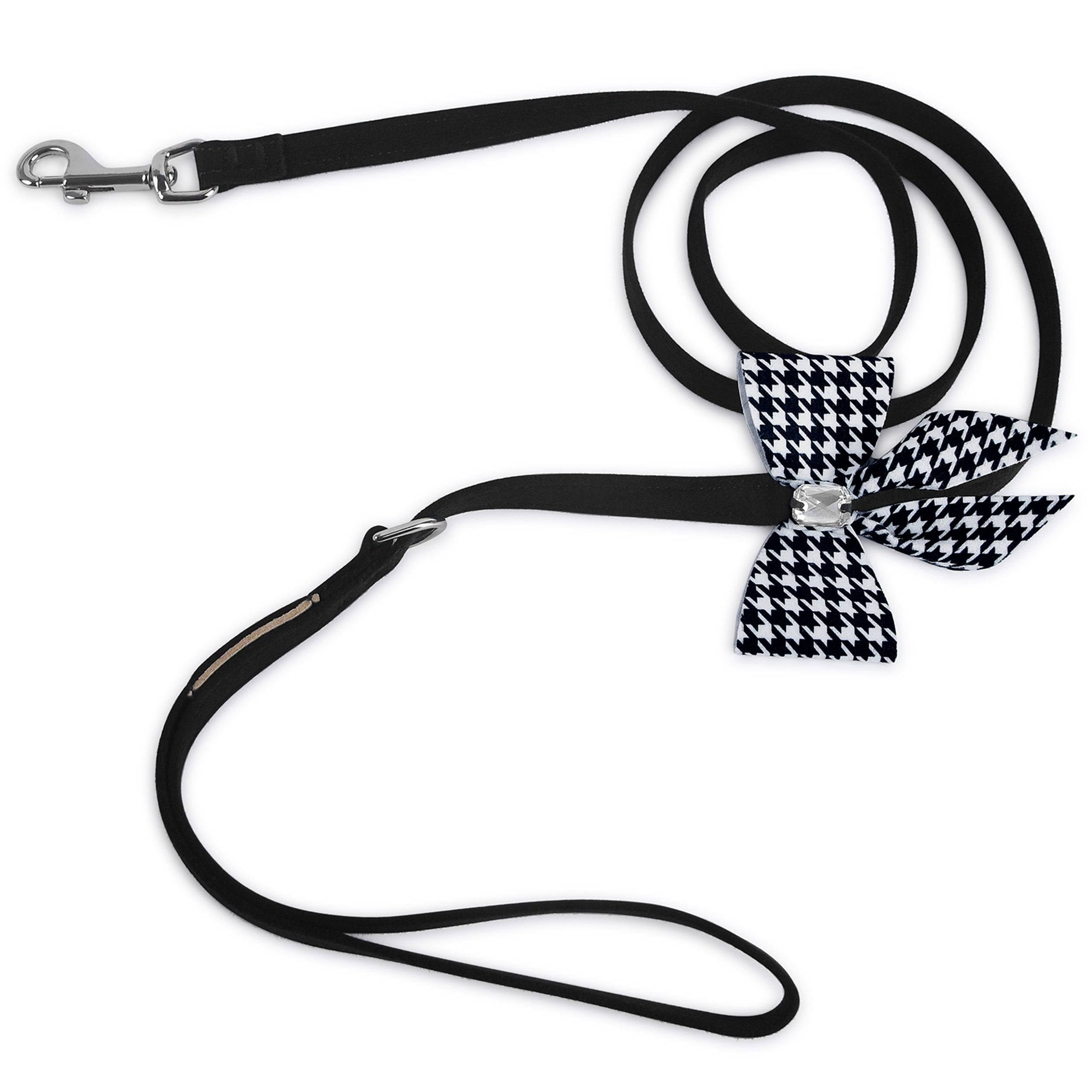 Houndstooth Tail Bow Leash Black