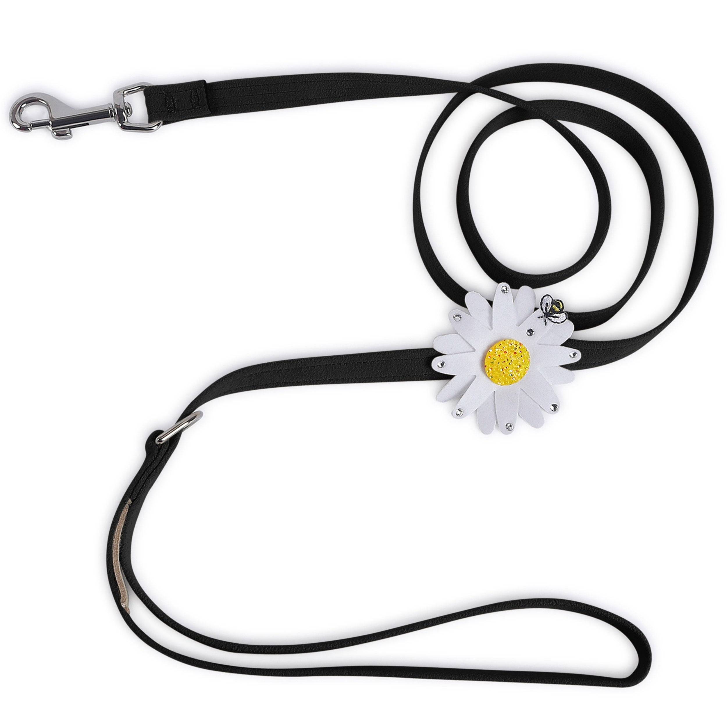 Large Daisy with AB Crystal Stellar Center Leash Black