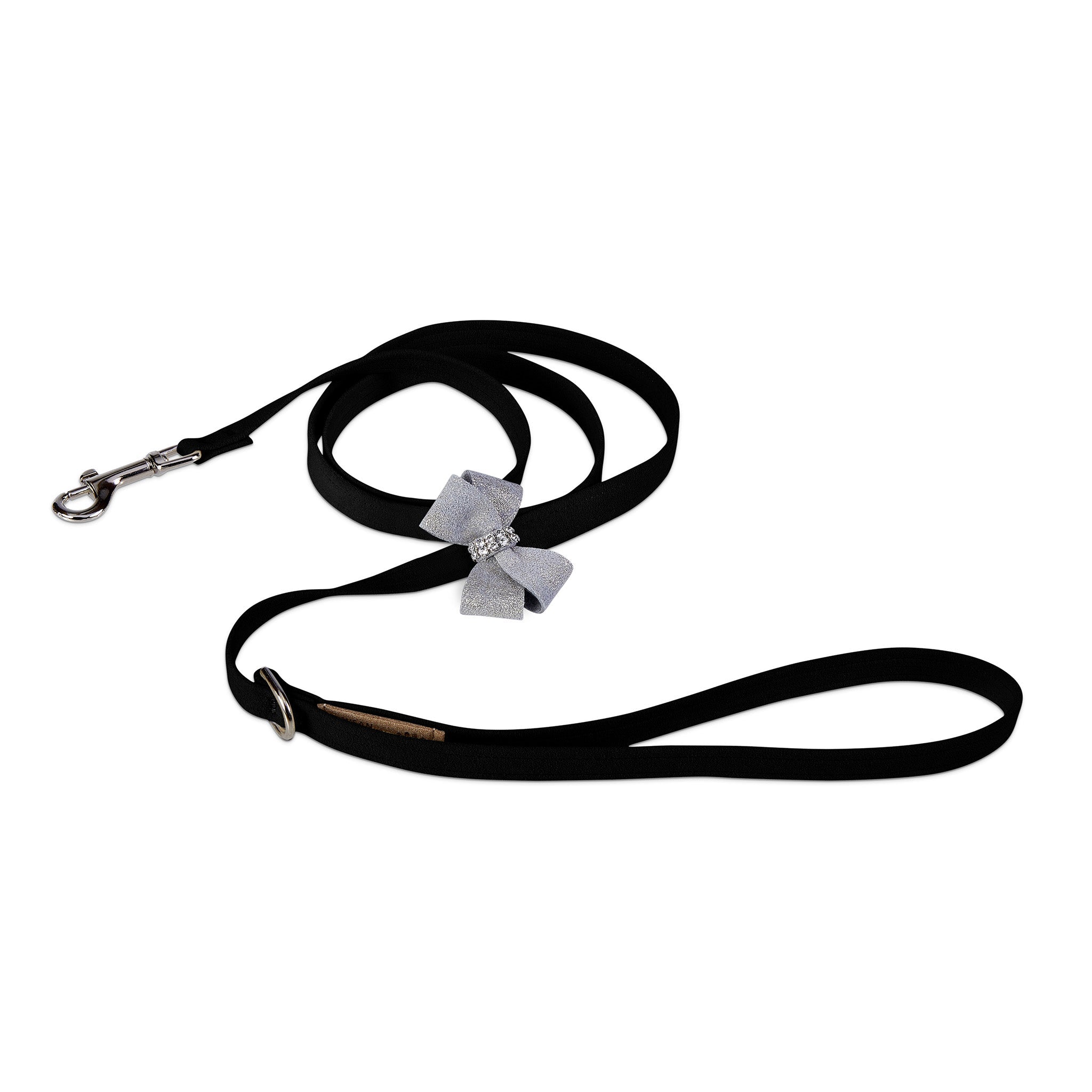 Platinum Glitzerati Nouveau Bow Leash Black