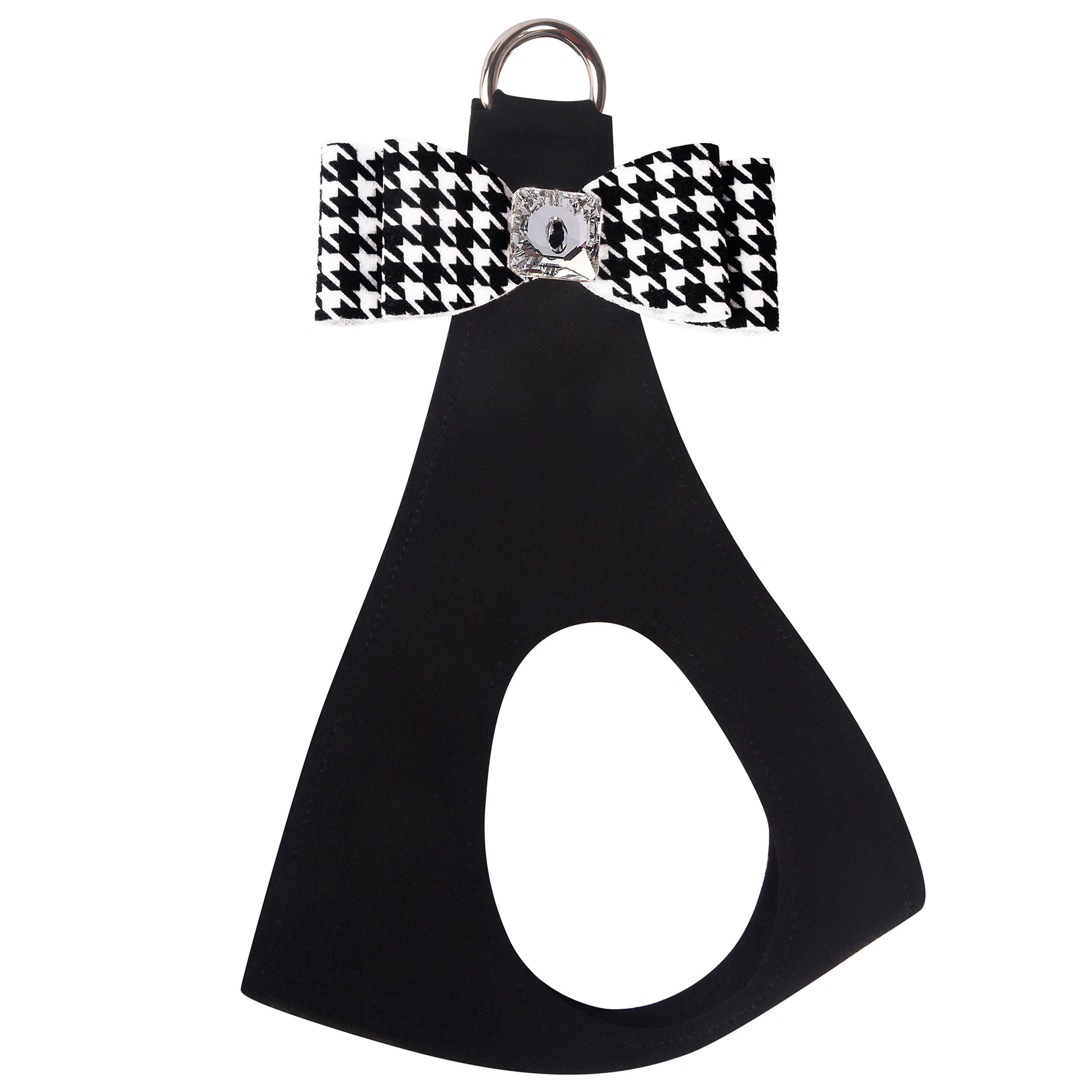 Houndstooth Big Bow Step In Harness Black