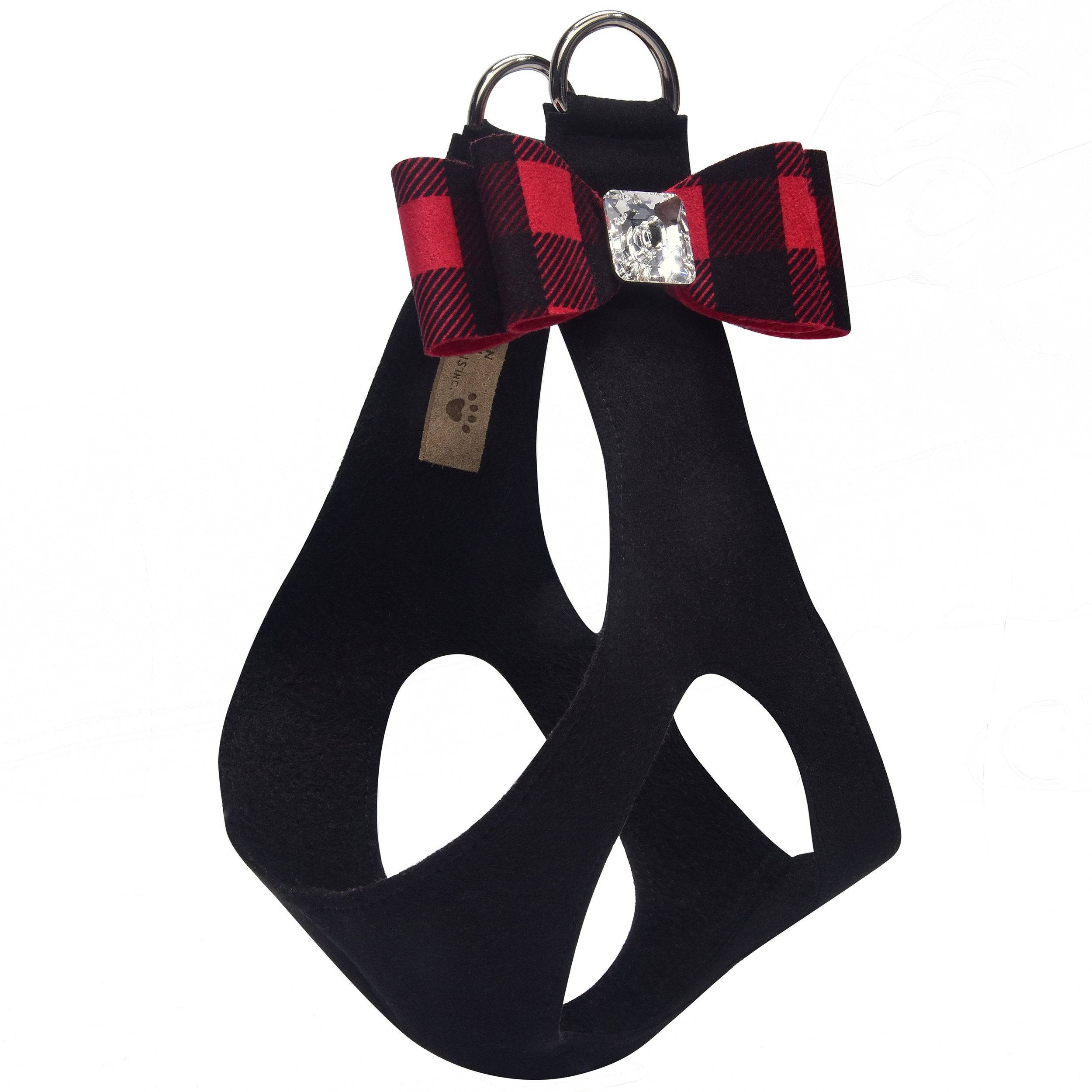 Red Gingham Big Bow Step In Harness Black