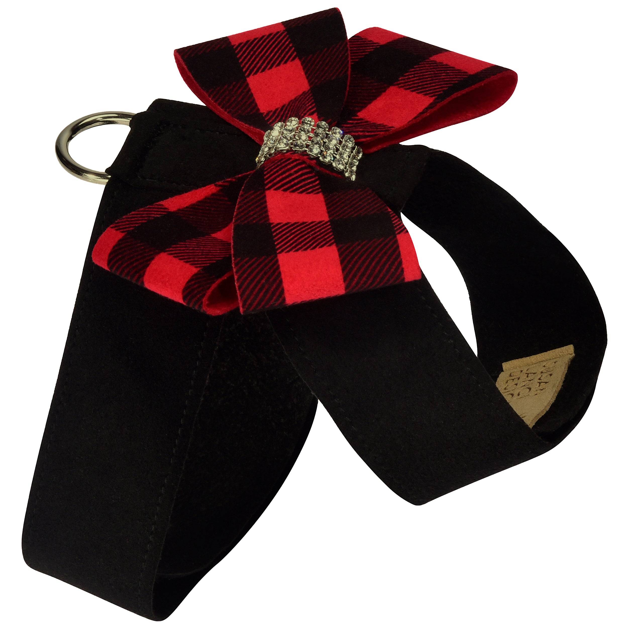 Red Gingham Nouveau Bow Tinkie Harness Black