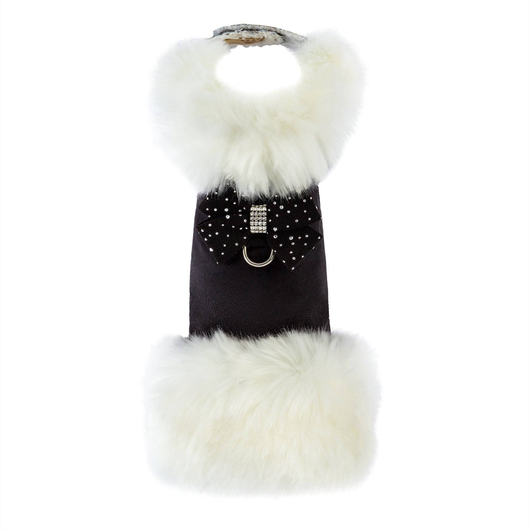 Silver Stardust Nouveau Bow White Fox Fur Coat Black