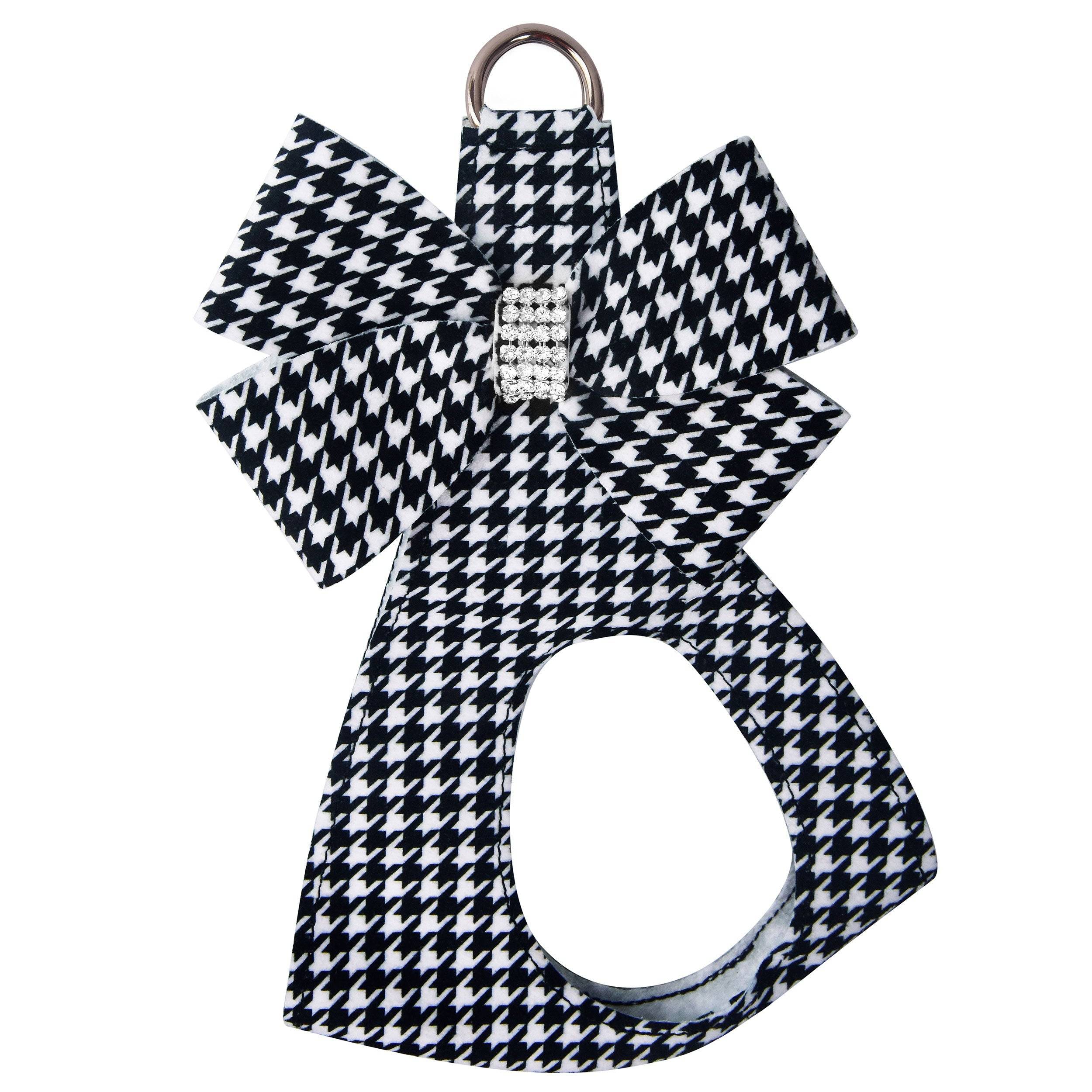 Houndstooth Nouveau Bow Step In Harness Black & White Houndstooth