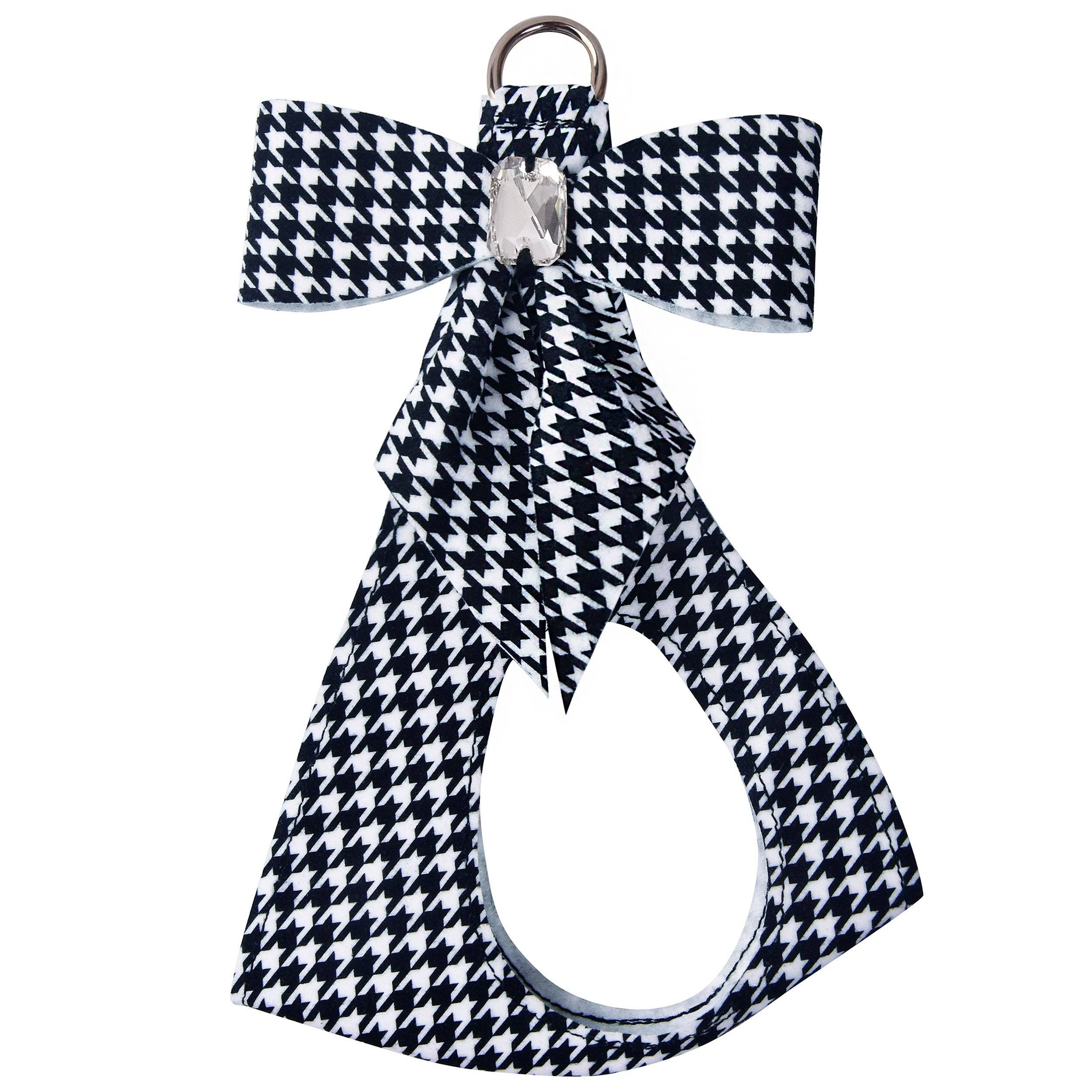 Houndstooth Tail Bow Step In Harness Black & White Houndstooth