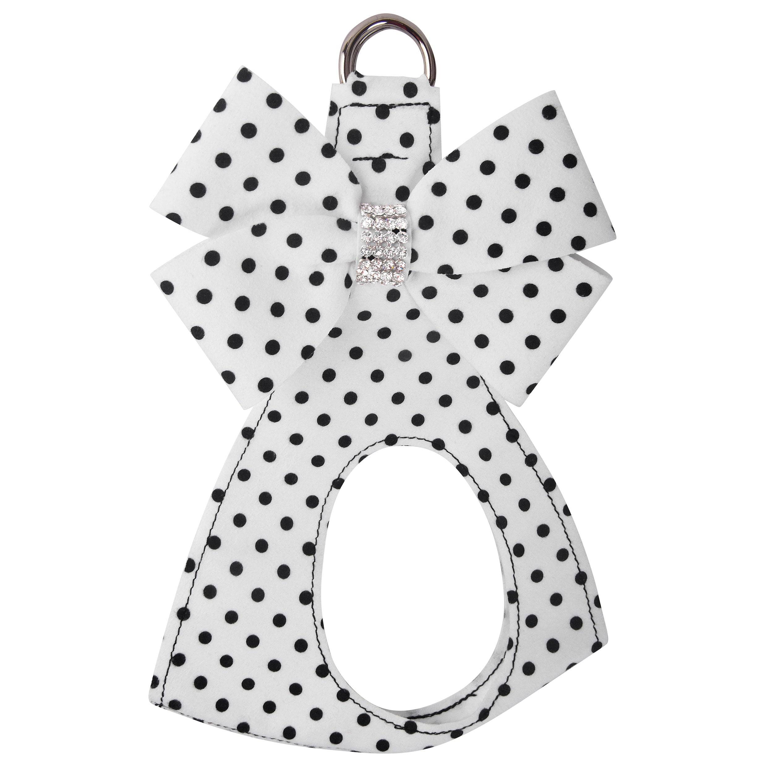 Polka Dot Nouveau Bow Step In Harness Black & White Polka Dot