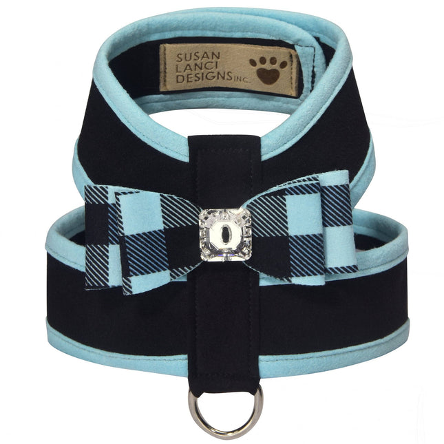 Tiffi Gingham Big Bow Tinkie Harness with Tiffi Blue Trim