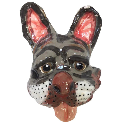 Blue French Bulldog Dog Head | Wall Sculpture