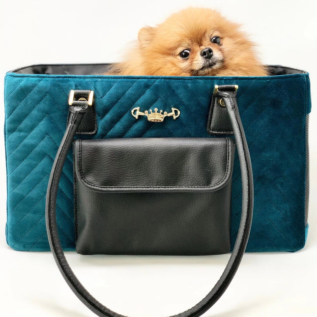 Designer Dog Travel Tote - Blue Velvet