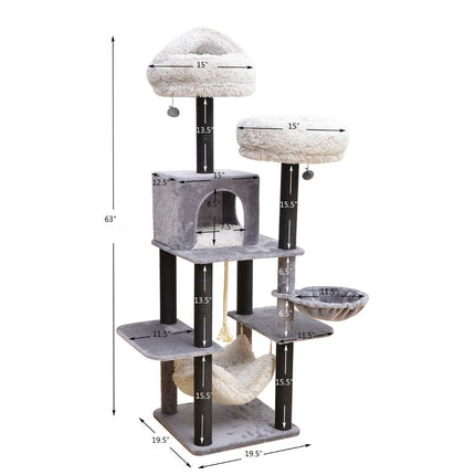 Bradbury 7 Level Grey Cat Tree with Scratching Posts