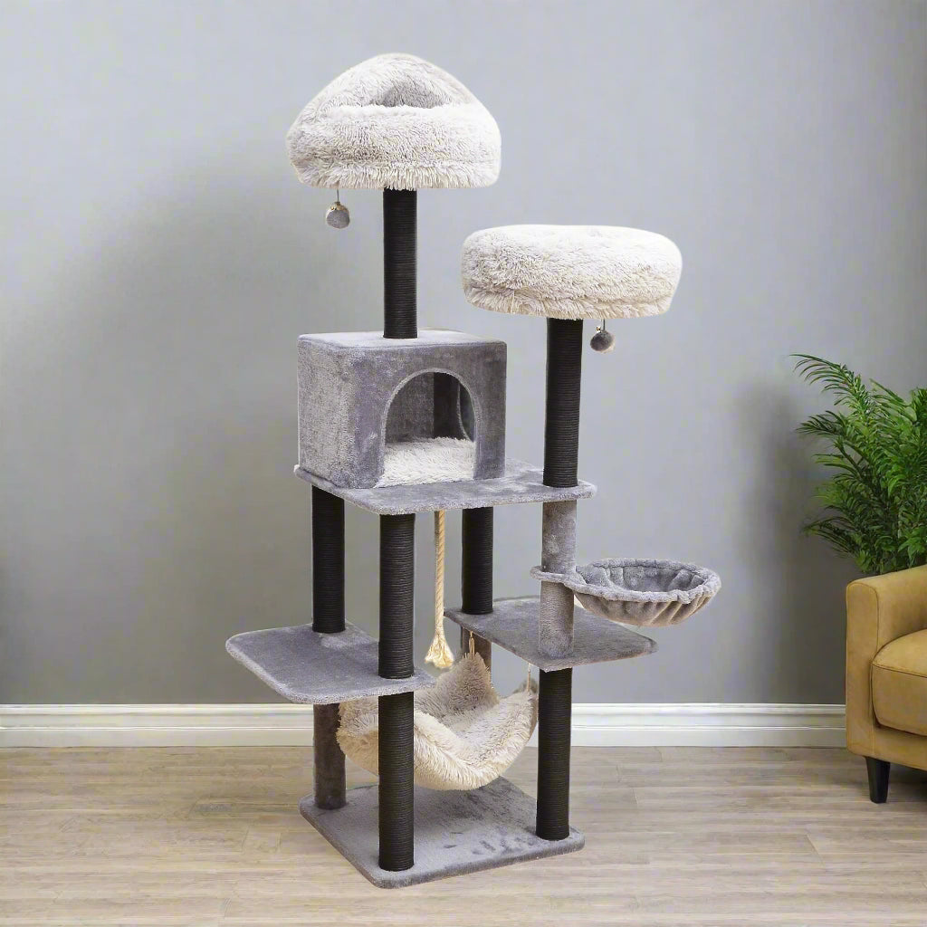 BradburyBradbury 7 Level Grey Cat Tree with Scratching Posts