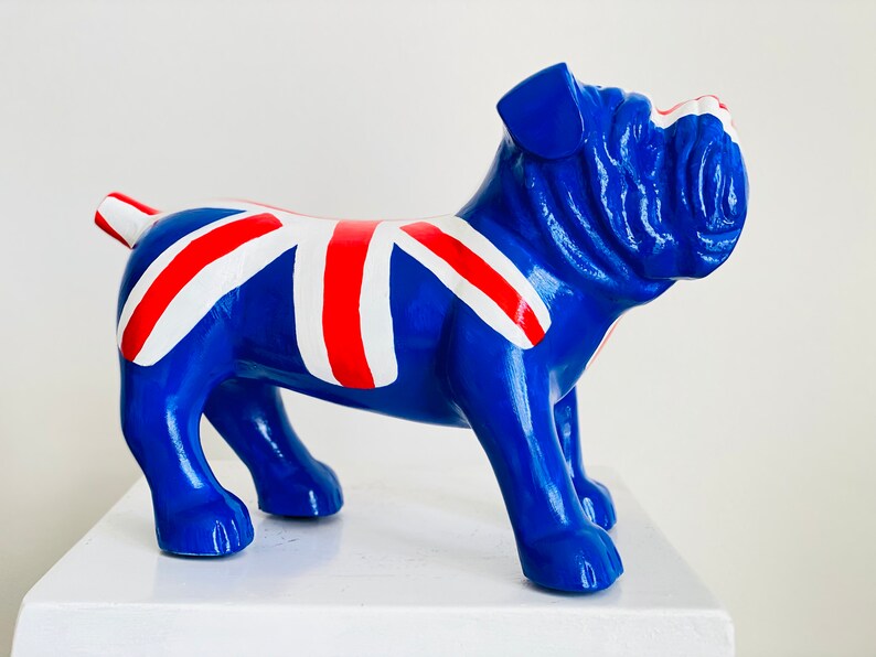 British Flag Design Bulldog Statue HT Animal Supply