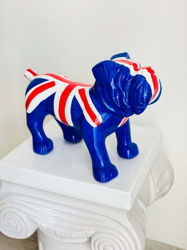 British Flag Design Bulldog Statue HT Animal Supply