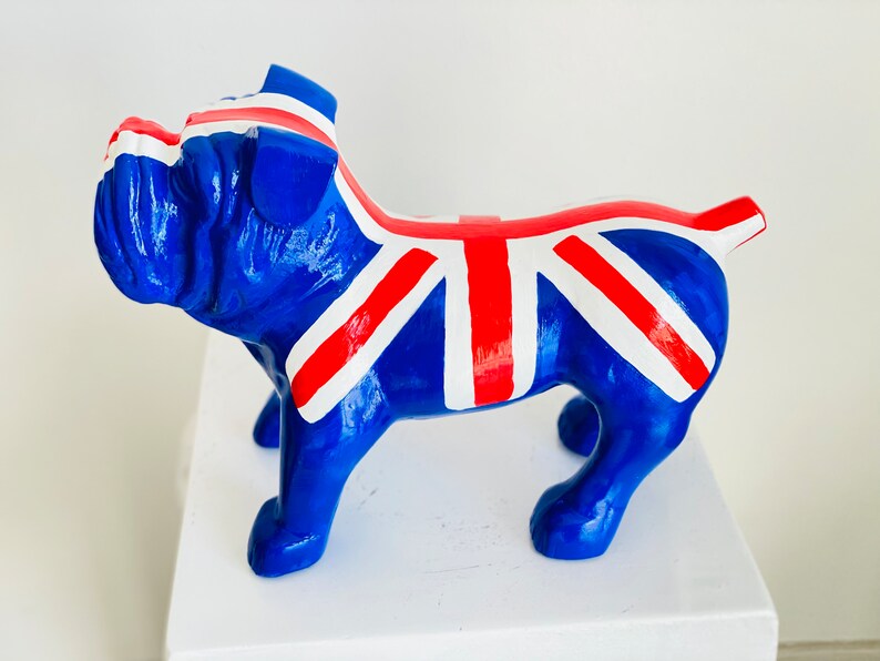 British Flag Design Bulldog Statue HT Animal Supply