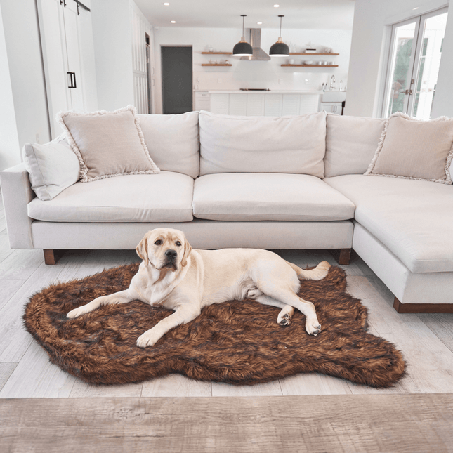 PupRug by Paw.com™ Faux Fur Orthopedic Dog Bed - Curve Brown