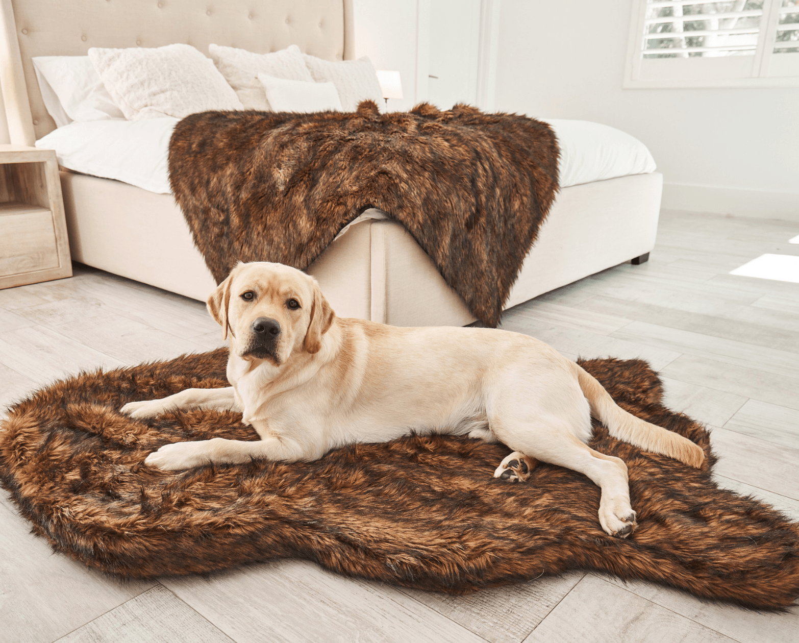 PupRug Faux Fur Orthopedic Dog Bed - Curve Brown