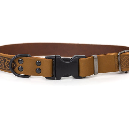 Celtic Sport Earth Brown Leather Dog Collar