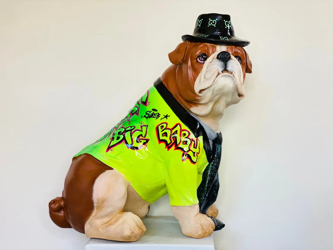 Bulldog with luxury Hat Statue