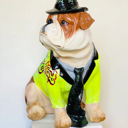 Bulldog with luxury Hat Statue