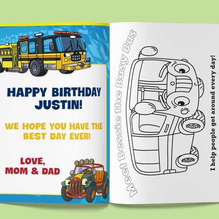 Super Cool Trucks, Tractors. and Cars Coloring Book Customized