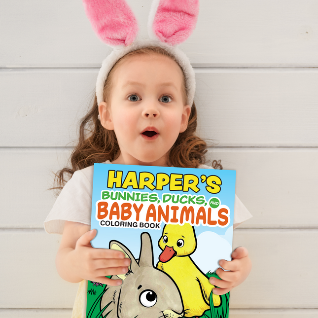 Bunnies, Ducks, and Baby Animals Coloring Book Customized